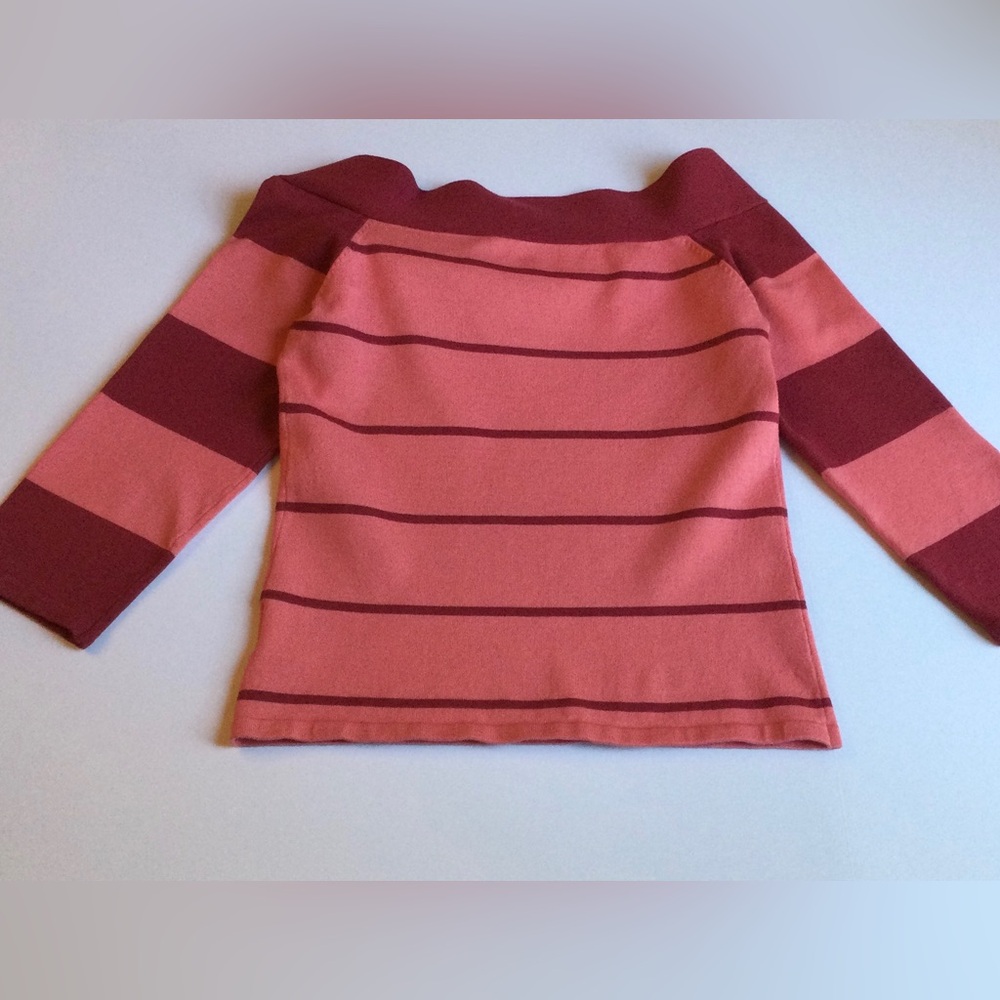 Bebe Vintage Y2K Womens Sz Medium Tulip & Berry Striped Boatneck Sweater w/Bow - Picture 6 of 9